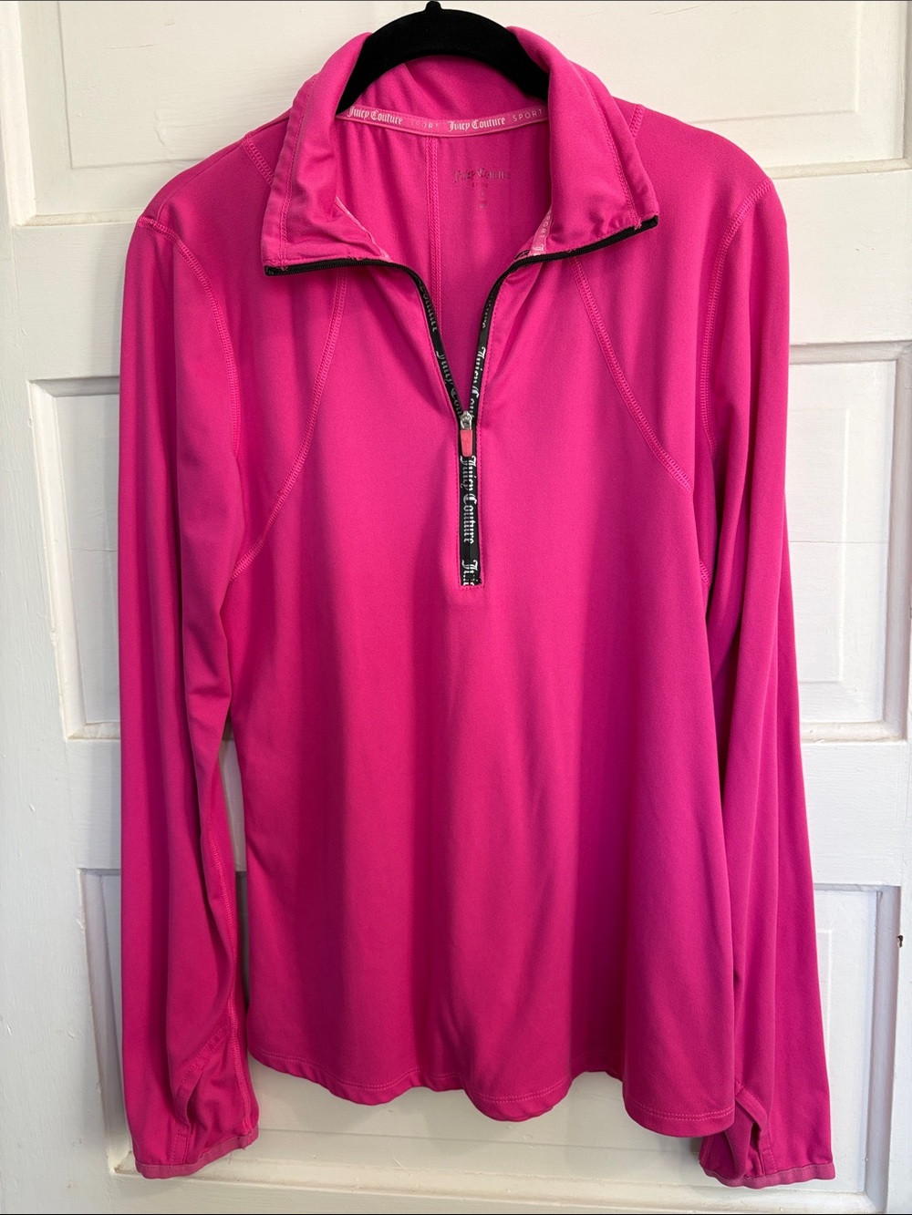Juicy Couture Pink Quarter-Zip Long Sleeve Top Size Med